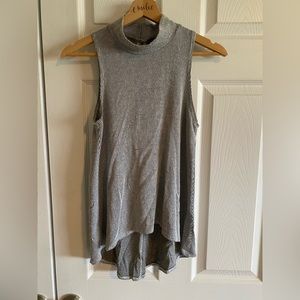 High low striped turtleneck tank